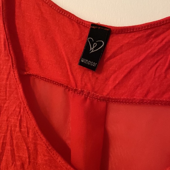 Windsor store top high low sheer back red-pink - Picture 2 of 4